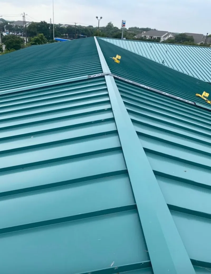 Green commercial metal roof ridge and valley for Metal Roof Repair in Round Lake Beach